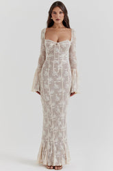 Vestido Longo de Tule Rendado Modern Elise - GOLDEN ERA